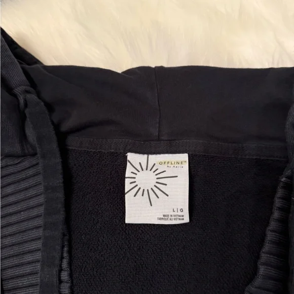 Aerie Offline Navy V-Neck Hoodie - Picture 4 of 4